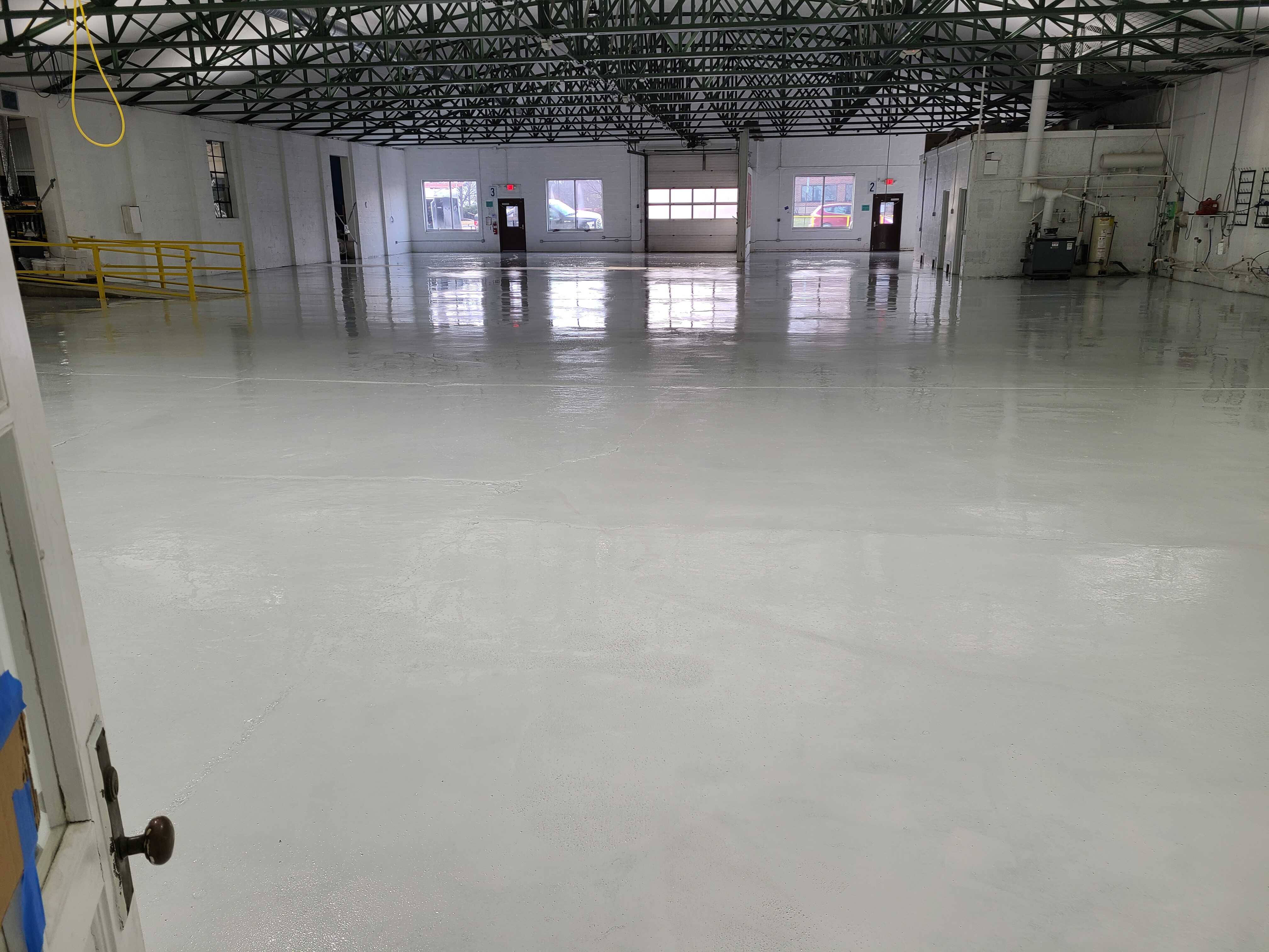 A professionally painted and glazed industrial floor.